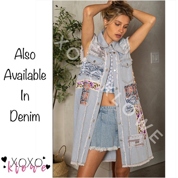 POL Double Gauze Patchwork Sleeveless Vest Dress Relaxed Fit - Picture 16 of 17